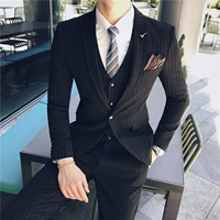 Mùa thu 2018 phong cách mới phiên bản Hàn Quốc của bộ đồ nam tự tu phù hợp với bộ đồ ba mảnh phù hợp với chú rể tóc cưới vest nam hàn quốc