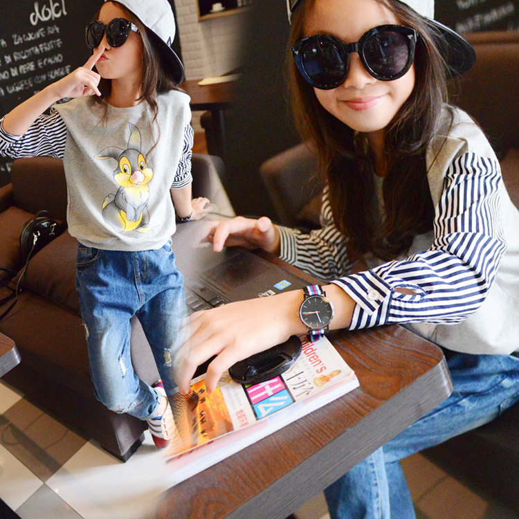 2022 new girl clothes autumn blouses Long sleeves mid sleeves 70% sleeves pure cotton tT-shirt CUHK Scout jersey undershirt