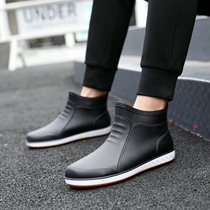 Fashion Men Short Drum Rain Boots Non-slip Rain Shoes Warm Low Helps Water Shoes Add Cotton Plus Suede Sets Shoes Kitchen Rubber Shoes Autumn