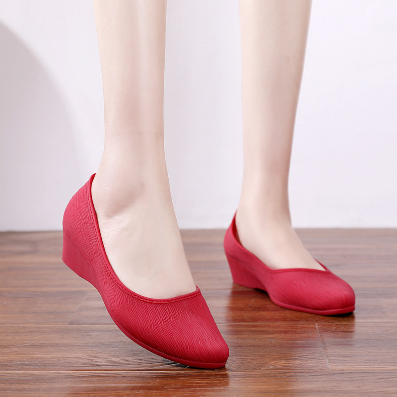 Low-top shoes women's short rain boots adult pumps fashion all-match waterproof rubber shoes kitchen wedge shoes spring and autumn shoes