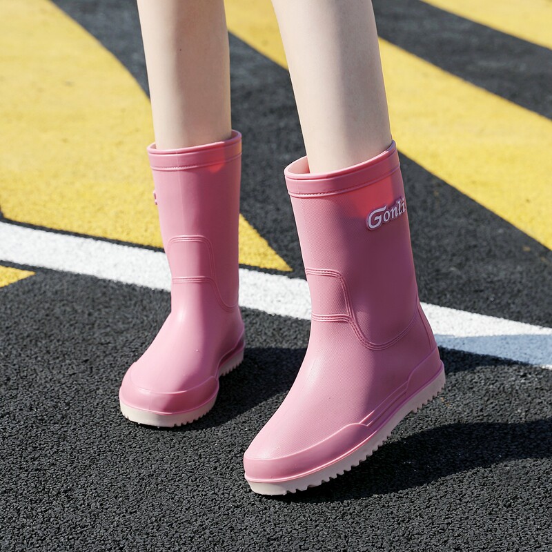Fashion mid-tube rain boots women's rain boots plus cotton warm water shoes winter women's new waterproof non-slip rubber shoes low-top shoes
