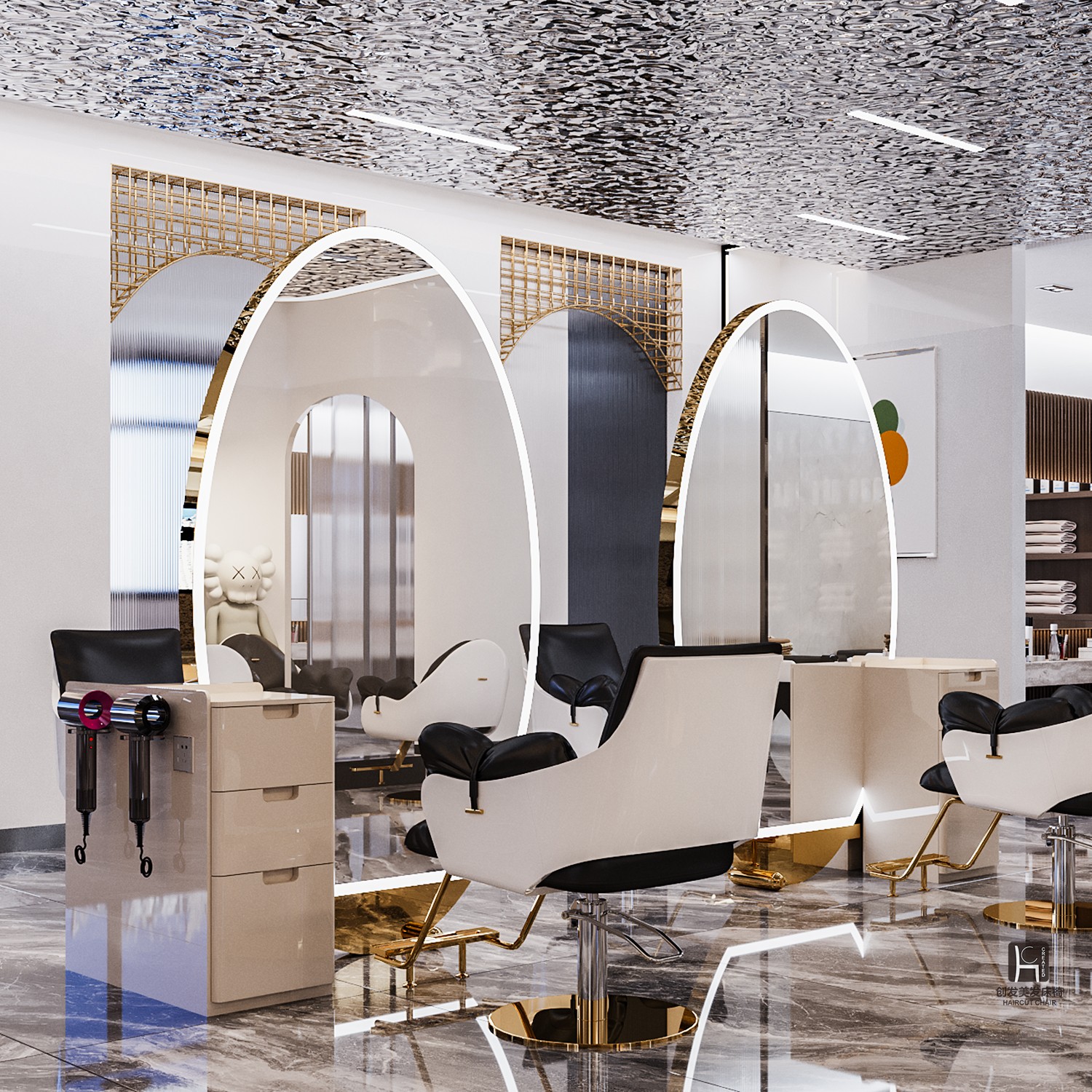 New net red bar mirror strap with lamp hair mirror hair gallery dedicated hot stainless steel single double-sided mirror