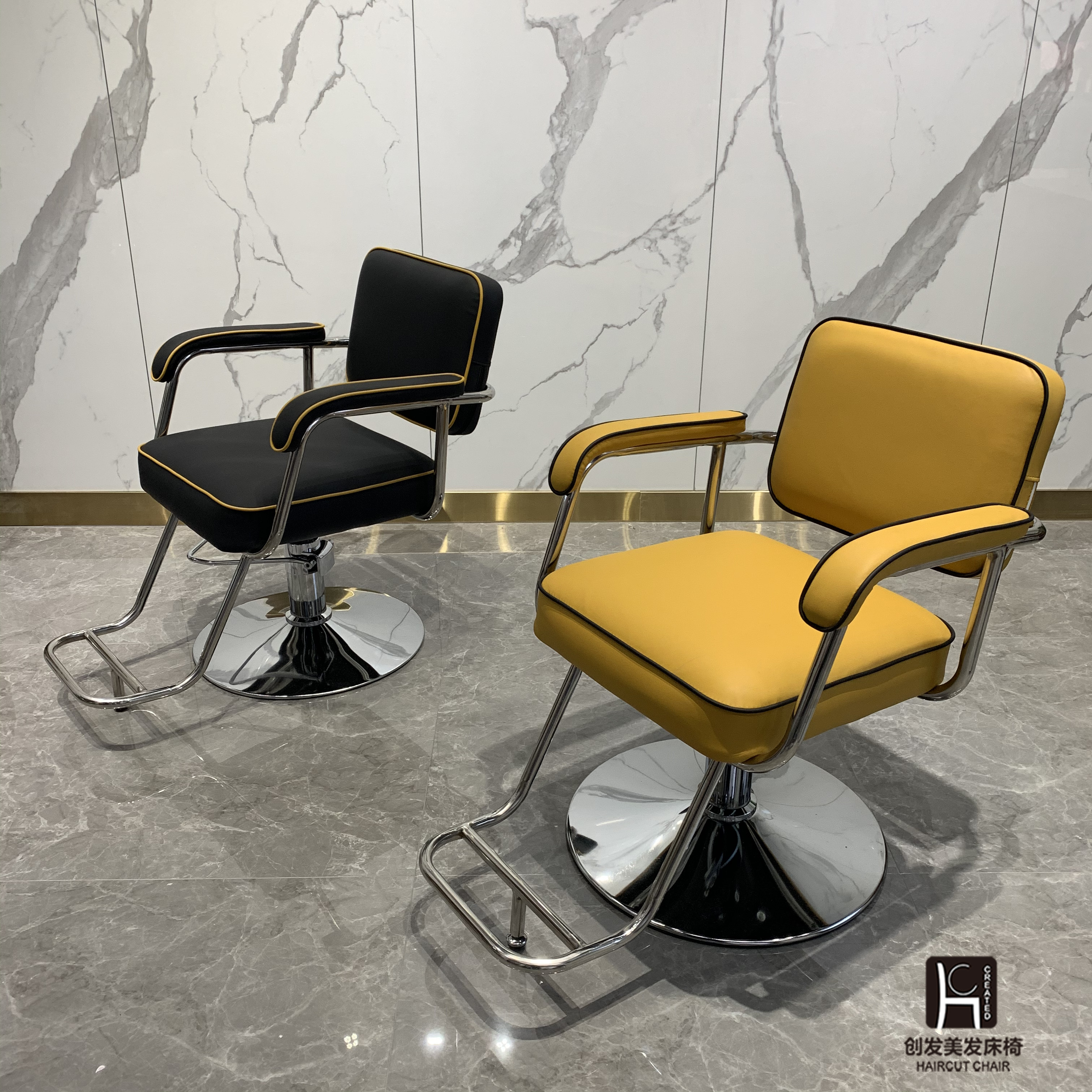 The new barber shop net red chair can lift macaron hair salon special hairdressing chair stainless steel haircutting chair