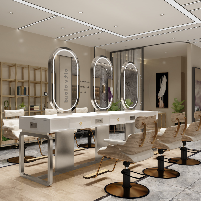 The new hairdressing shop with lights hair salon special hair salon mirror table simple modern hair perming dye single-sided hair cutting mirror