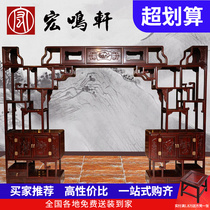 Mahogany furniture TV cabinet background wall Chinese style solid wood Duobao Gebo ancient shelf South American rosewood compartment telescopic door opening