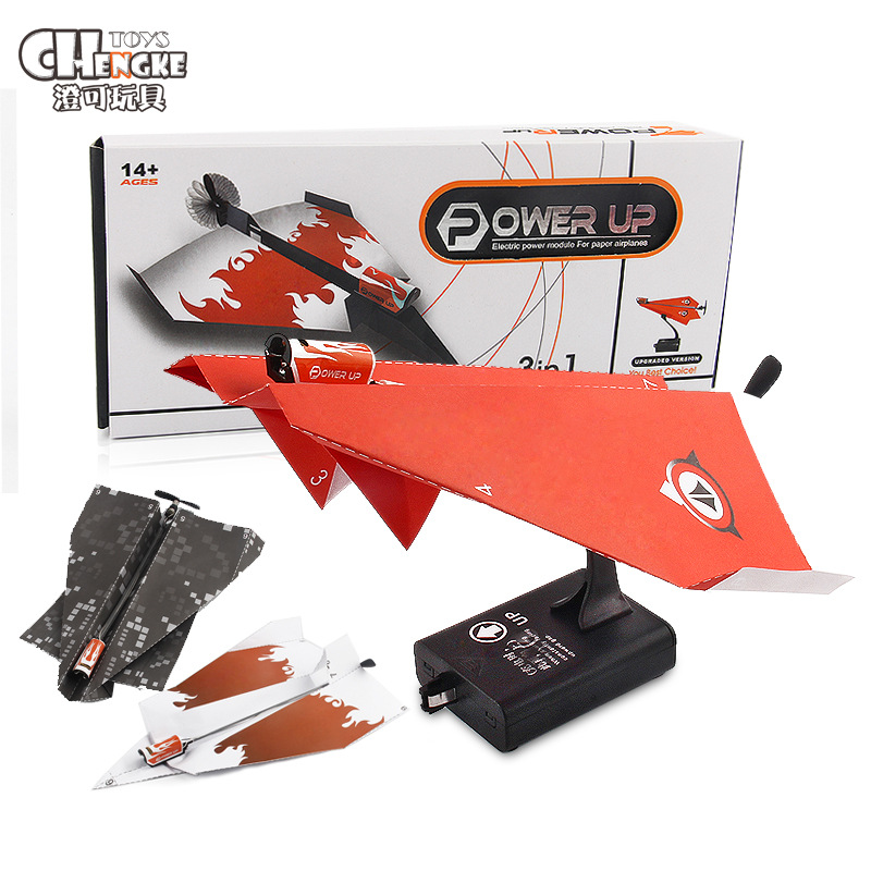 DIY paper brake power toy rechargeable motor electric gliding paper airplane folding hand throw airplane model toy