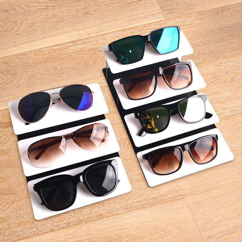 Glass counter receives display shelves of acrylic shelf ladder transparent sunglasses collection shelves multi-layer display reception