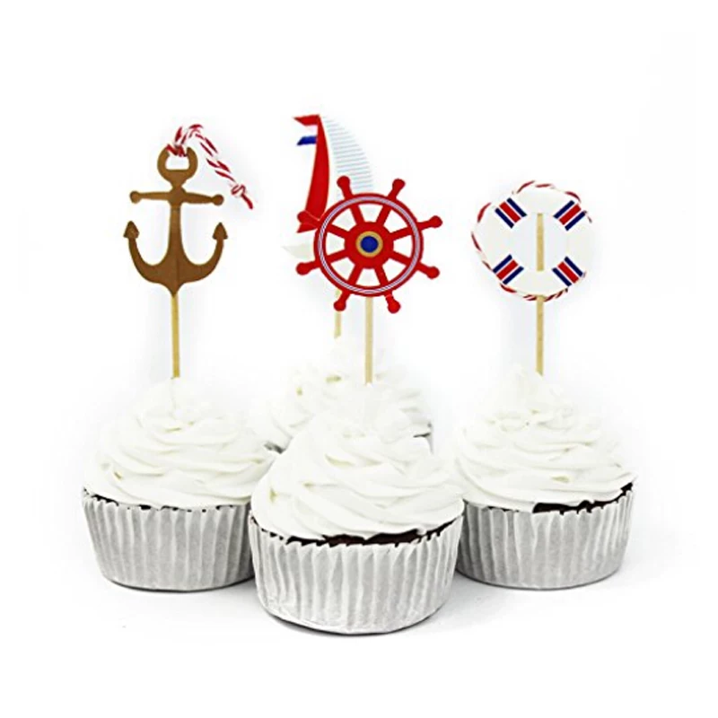 [24PCS Nautical Theme Halloween Cupcake Topper Picks Cupcake]