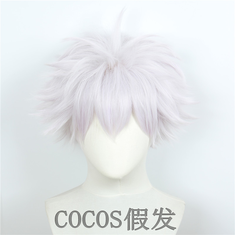 Killua Hunterxhunter Full-Time Hunter Killua Cosplay Anime Wig Silver Purple Fluffy Reverse Curl
