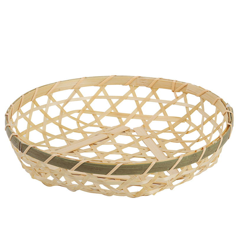 Bamboo woven goods consignment plate round bamboo basket handmade storage basket tableware steamed bun basket creative snack fruit basket
