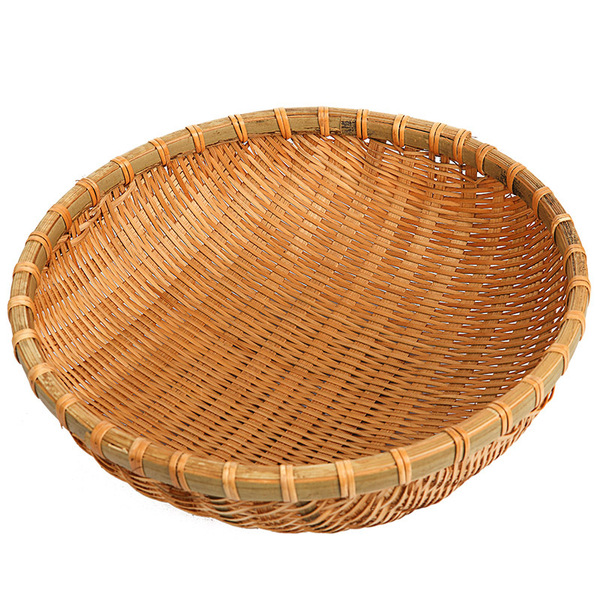 Bamboo Woven Basket, Round Dustpan, Handmade Bamboo Basket, Rice Sieve, Steamed Bun Basket, Storage Basket, Kitchen Vegetable Washing Basket, Household Use