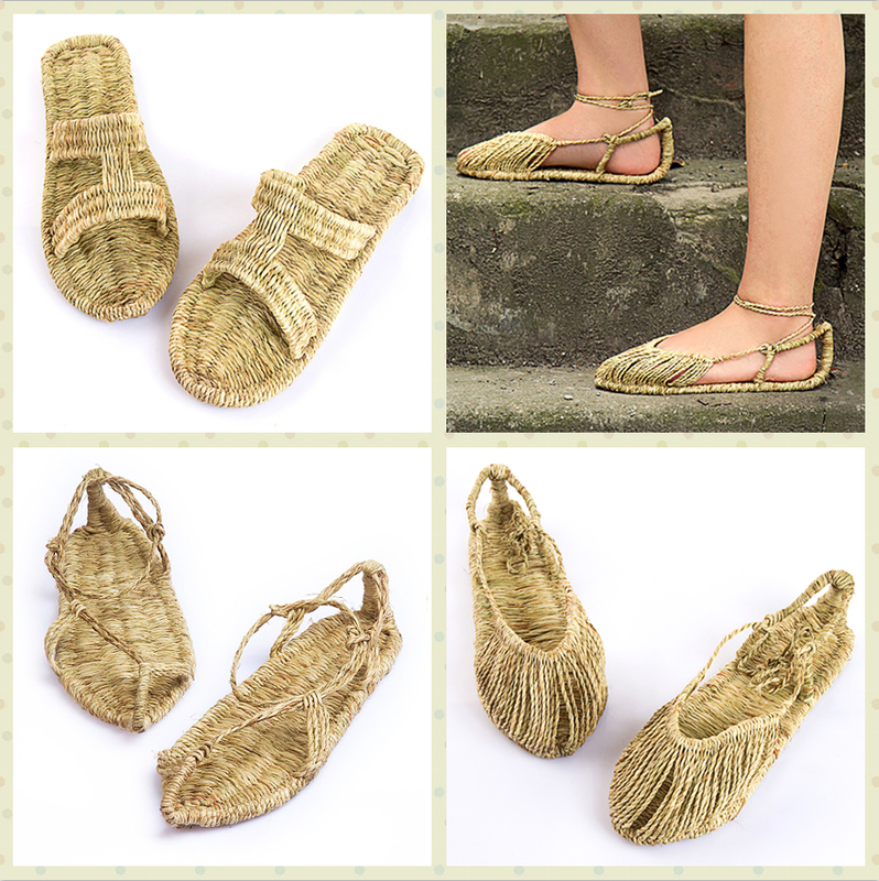 Handmade Straw Sandals for Men and Women, Summer Traditional Red Army Style, Natural Rattan and Straw Woven Sandals, Retro Casual Slippers, Hemp Shoes