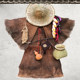 Coir raincoat bucket hat farmhouse music pendant ancient style rainproof shawl handmade straw sandals fish basket decoration coir raincoat shuttle clothes brown clothes