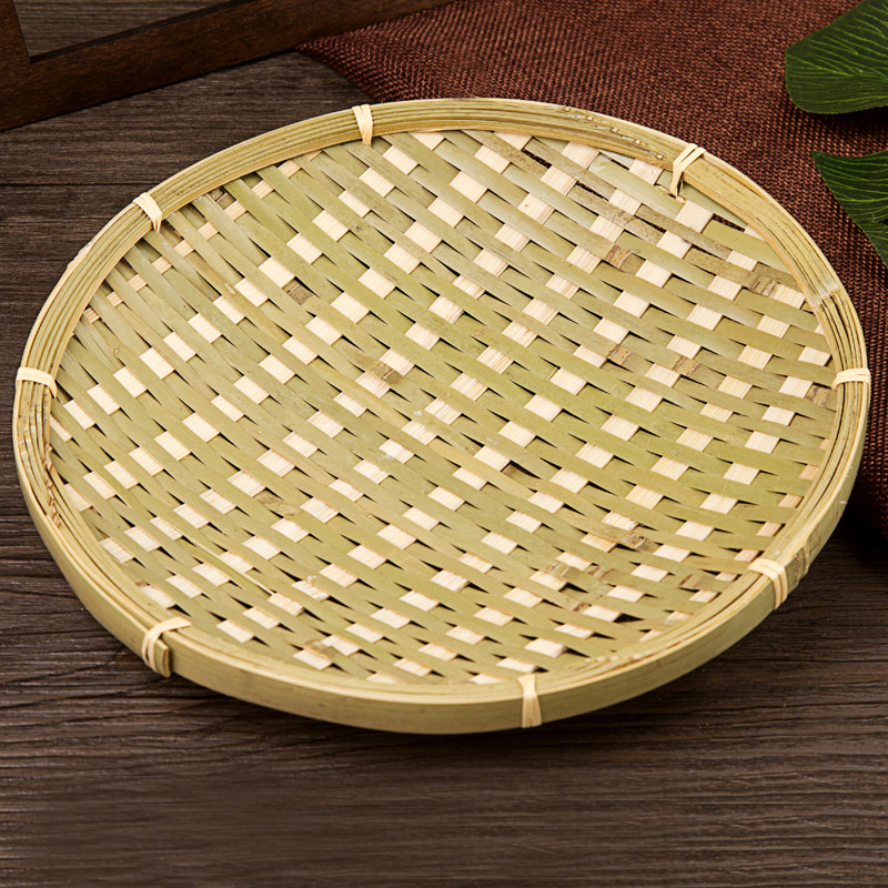 Bamboo woven basket round small dustpan tray bamboo plaque woven kitchen rice sieve fruit basket bamboo basket tableware farmers household
