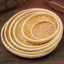 Bamboo products bamboo basket perforated dustpan hand woven round tray creative tableware bamboo basket farmer household storage basket