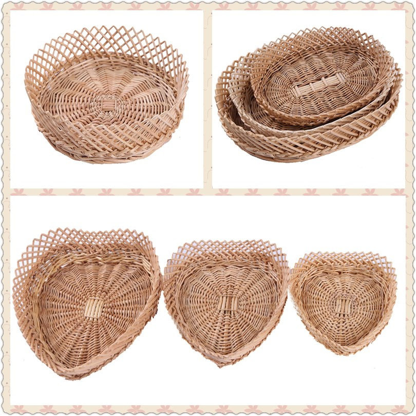 Willow Collection Containing Basket Heart-shaped Oval Water Fruit Basket Snack Basket Snack Bamboo Basket Handwoven Pancake Dish Cutlery