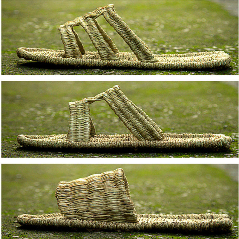 Full Hemp Shoes Pure Handmade Home Slippers Woven Summer Men Women Sandals Retro Casual Day Style Natural Herringbone Tug