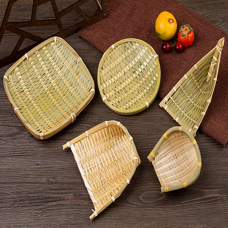 Bamboo weaving small dustpan Shau Kei Chinese plate creative tableware storage basket Japanese food tray farmhouse bamboo basket