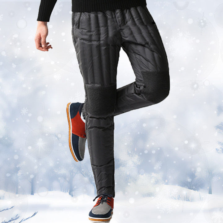 Middle aged down pants male inside and outside wearing white duck suede liner High waist thickened large size winter workout warm kneecap cotton pants