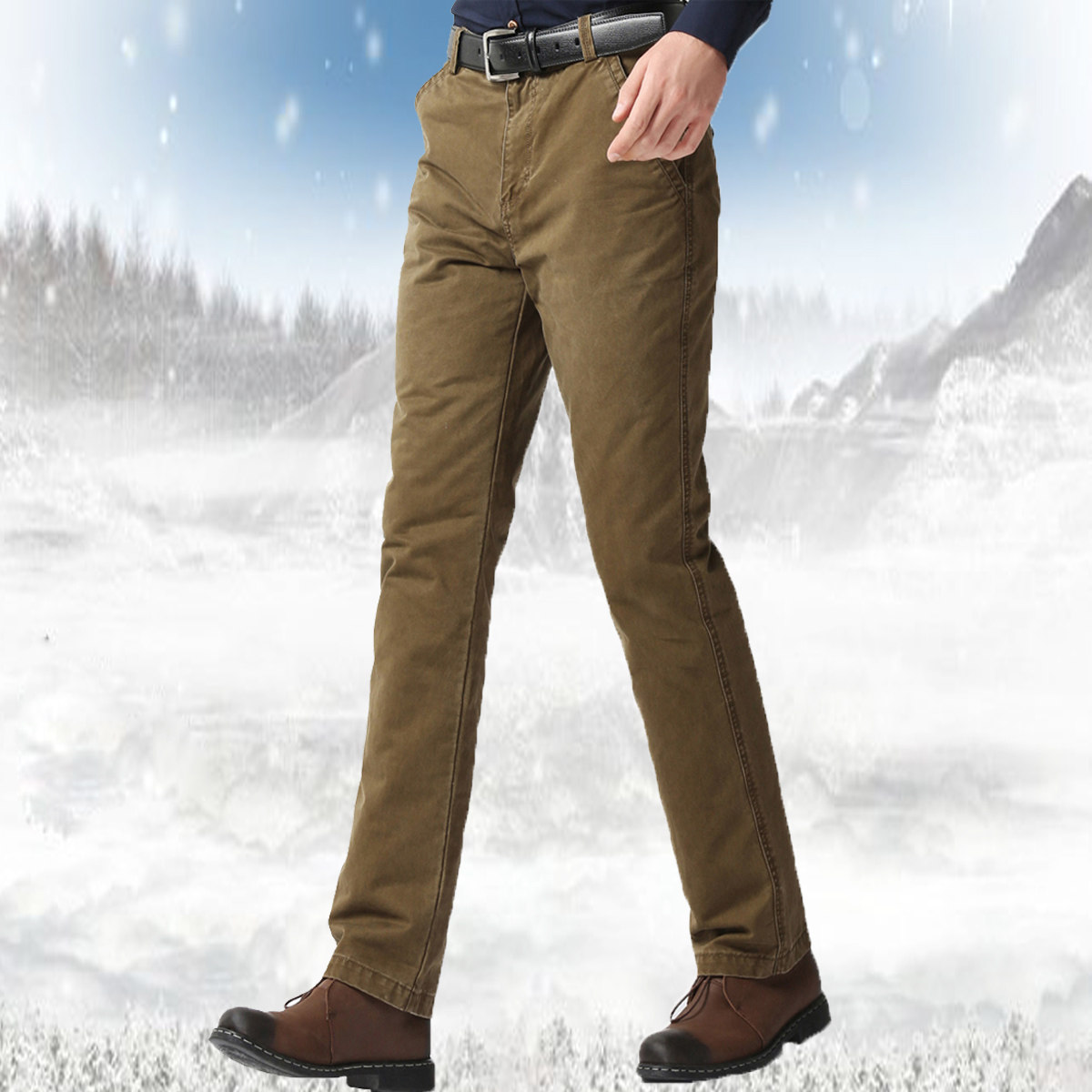 Men's down pants outwear Young expatty slim fit Thickened Liner High Waist Heft in Aged Down Cotton Pants Winter