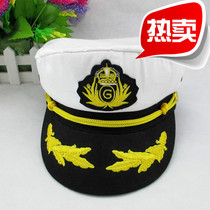 Top flying feather navy hat adult male and female child badge shipmaster hat Marine hat Hainan performance hat flat top hat