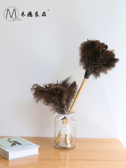 鸵鸟毛掸子车用除尘加大加密 家用清洁不掉毛玉器 鸡毛掸子包邮