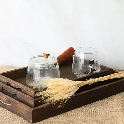 Japanese-style roasted wood large square tea tray Chinese dining room log tea tray cafe Fruit Dish Snack Plate