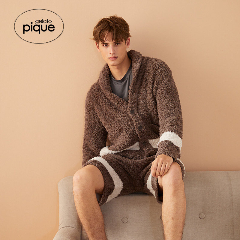 gelato pique fall winter men's pajamas striped soft loungewear shorts PMNP195913