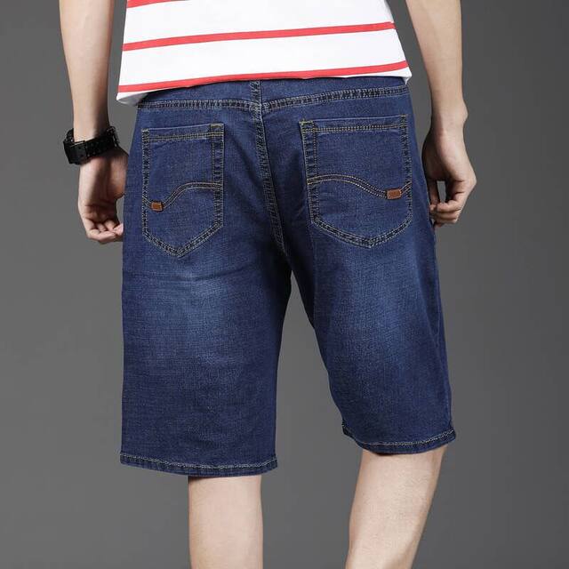 Summer denim shorts men's thin material plus fat plus size pants five-points casual fat guy stretch beach pants breeches