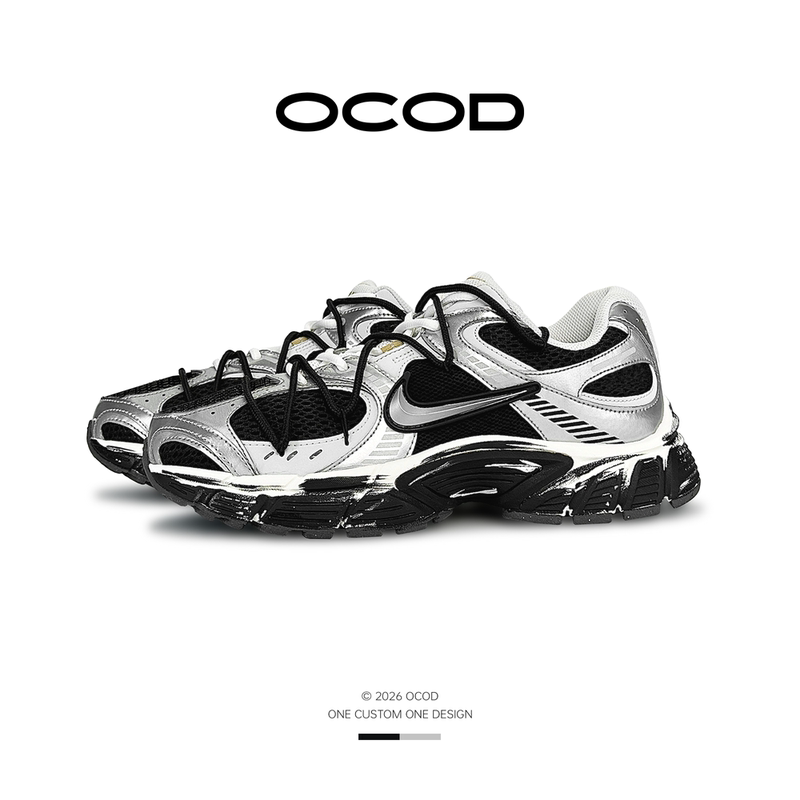 Nike V5 Rnr Turbo Turbocharged Retro Running Shoes with Splash-Ink Effect, Shock Absorption, and Wear Resistance