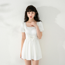 Esha Fija white one-piece swimsuit womens summer cover slim seaside conservative 2021 new spa swimsuit