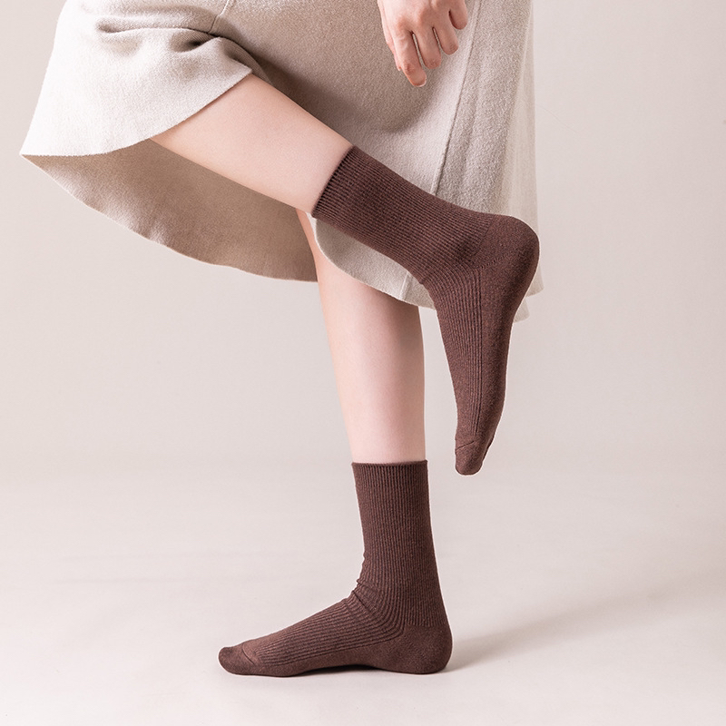 Socks Children Winter Pure Cotton Summer Plus Suede New College Wind Cashmere Women Socks Pure Color Lady Midcylinder Cotton Socks Han White