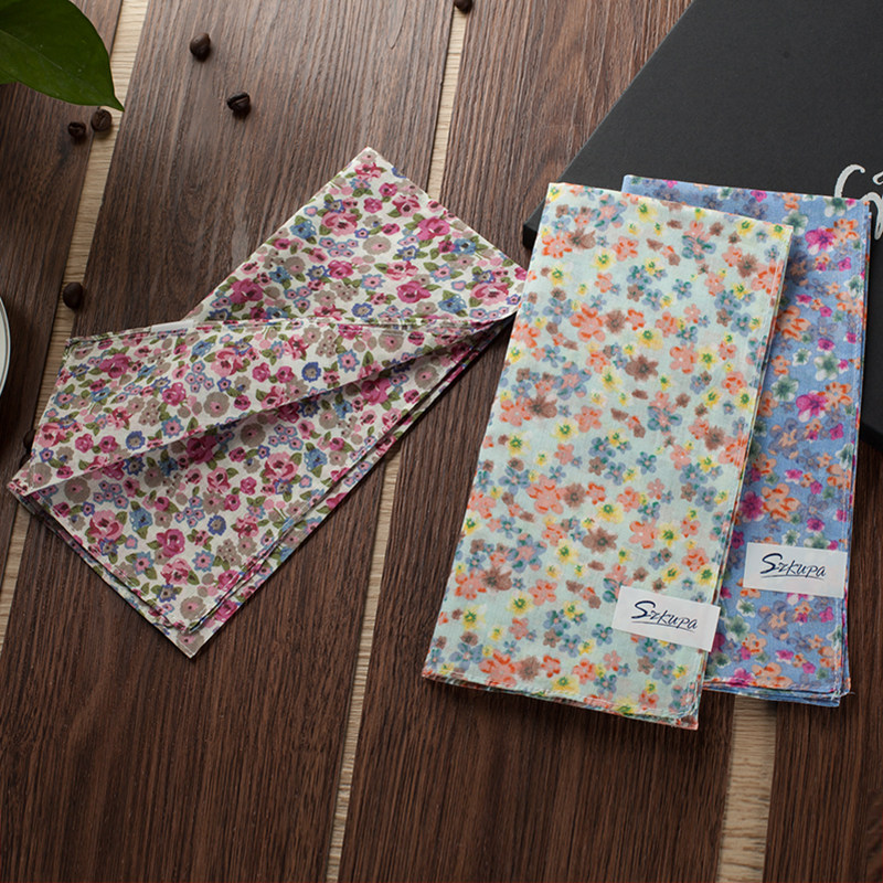 (Cool Pa) Hands Pawn Elegant Ladies Flat Weave Technique Softly Sweaty Handkera Pure Cotton Female