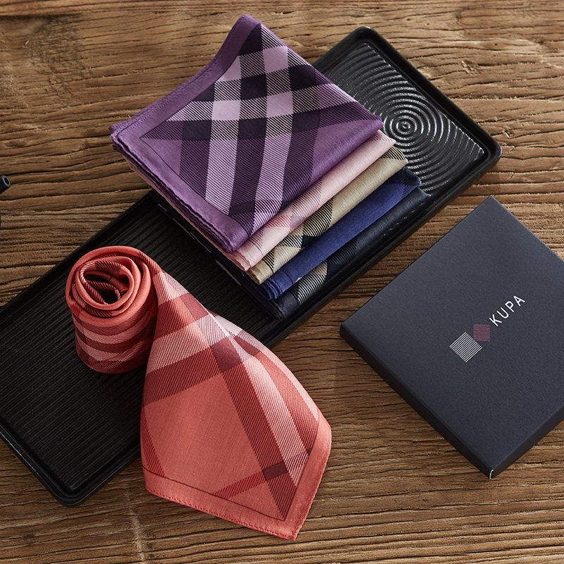 (Cool Pa) Handkera cotton lady Japanese Nakanishi Classic lattice goon satin kerb handkerchief pamen full cotton