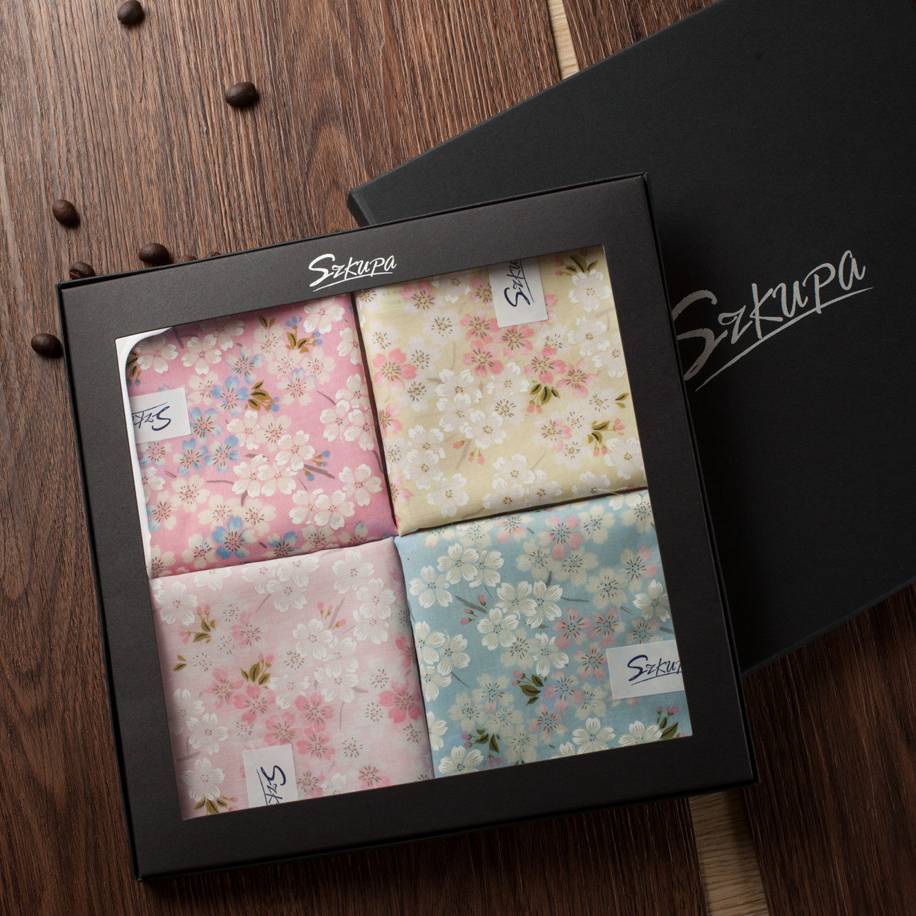 (Cool Pa)handkerchief Cotton handkerchief Women's handkerchief Cherry Blossom gift set Printed soft handkerchief cotton