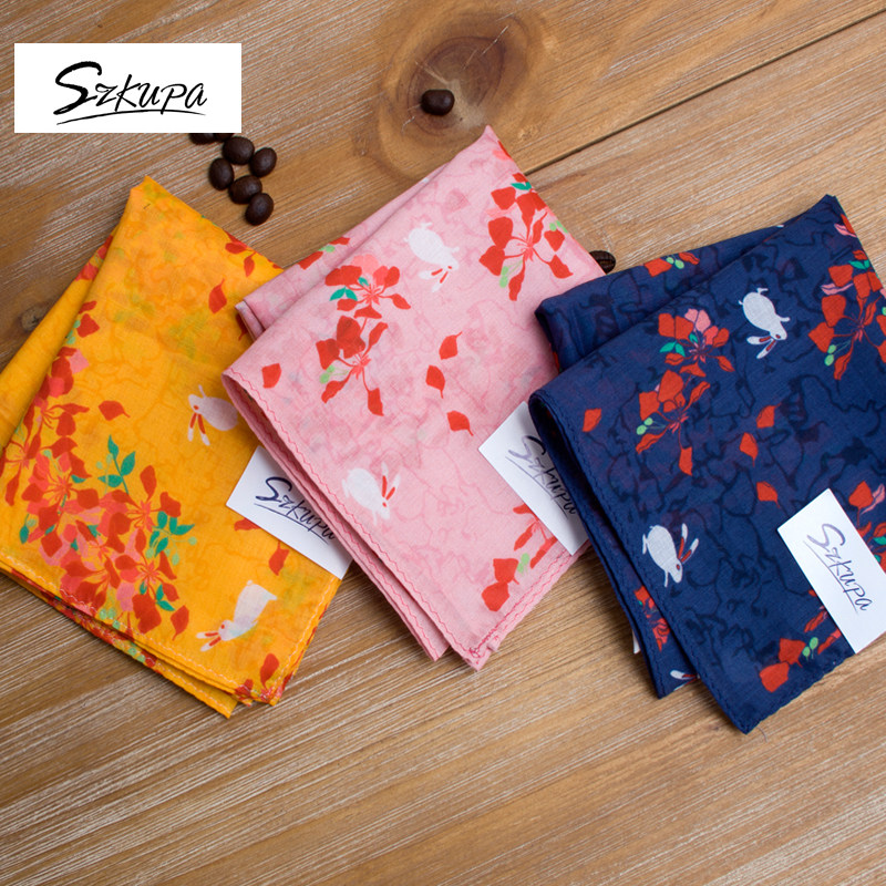 (Cool Pa) Phoenix Florist Themed Handker-derived Retro Sweat Pure Cotton Female Handker-art Sweet