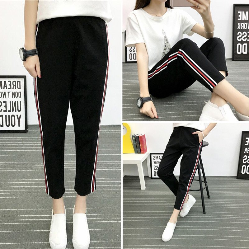 Large size bald head strong pants women's summer 2022 new sports and leisure harem pants fat mm loose and thin nine-point pants