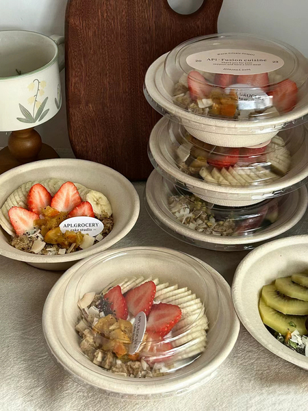 Disposable Yogurt Bowl, Greek Cold Brew Yogurt Straw Hat Bowl, Sand Bath Tub, Dessert Salad, Takeaway Pulp Bowl