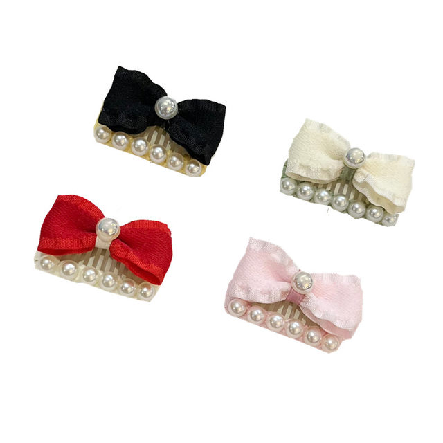 Pet dog BB hair clip sweet pearl bow mini hair clip Yorkshire Maltese Shih Tzu hair accessories