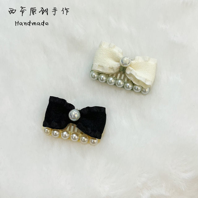 Pet dog BB hair clip sweet pearl bow mini hair clip Yorkshire Maltese Shih Tzu hair accessories