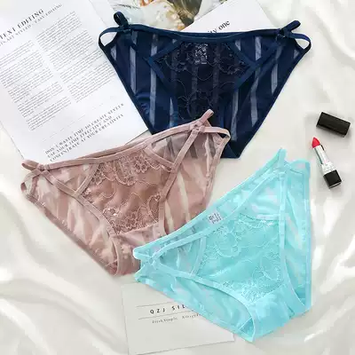 Underpants female lace sexy hollow hot princess girl Ice Silk low waist black white lady breifs ultra-thin model