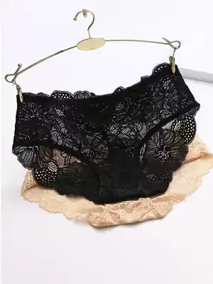 4-piece lace underwear women cotton crotch transparent temptation middle waist lift hip large size sexy seamless Lady breifs