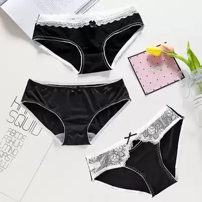3-piece sexy underwear women cotton girl Japanese lace hot breathable low Waist Seamless student triangle pants