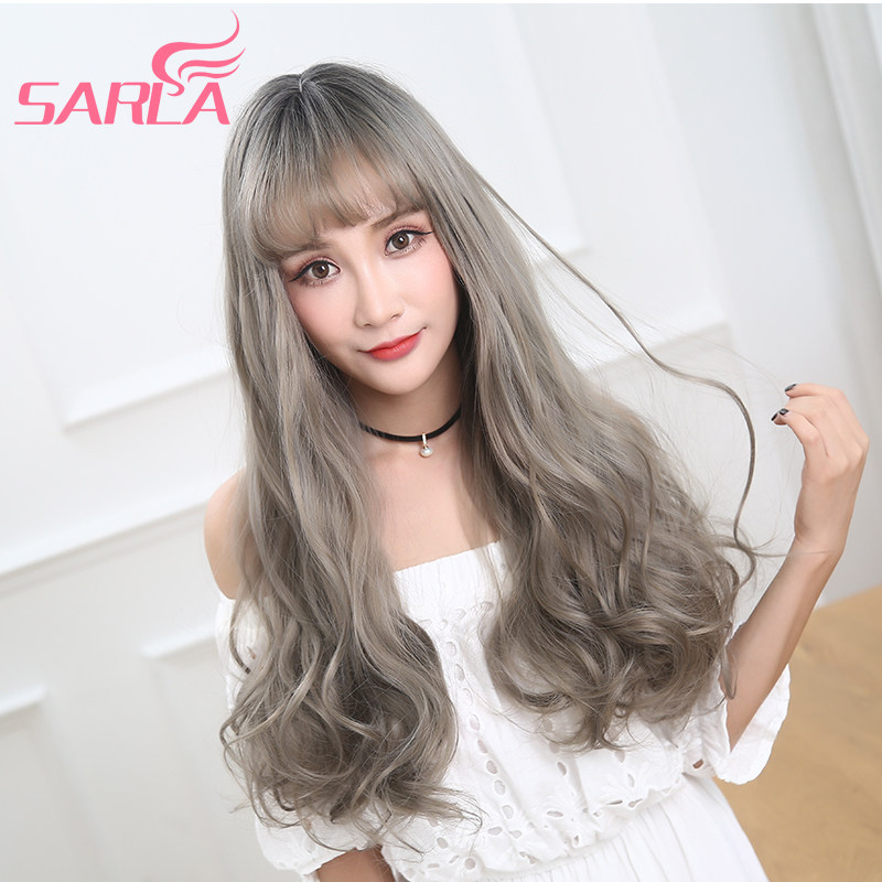 Wig Air Bangs Long Curly hair Fluffy Natural Big Waves Invisible Simulation Matte Silk Whole Top Wig Promotion