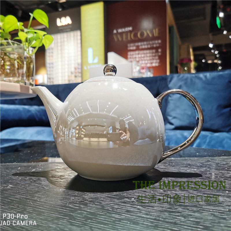 Spot British LSA Palazzo Bulgari Hotel Pearl White Ceramic Tea Pot English Afternoon Tea Box