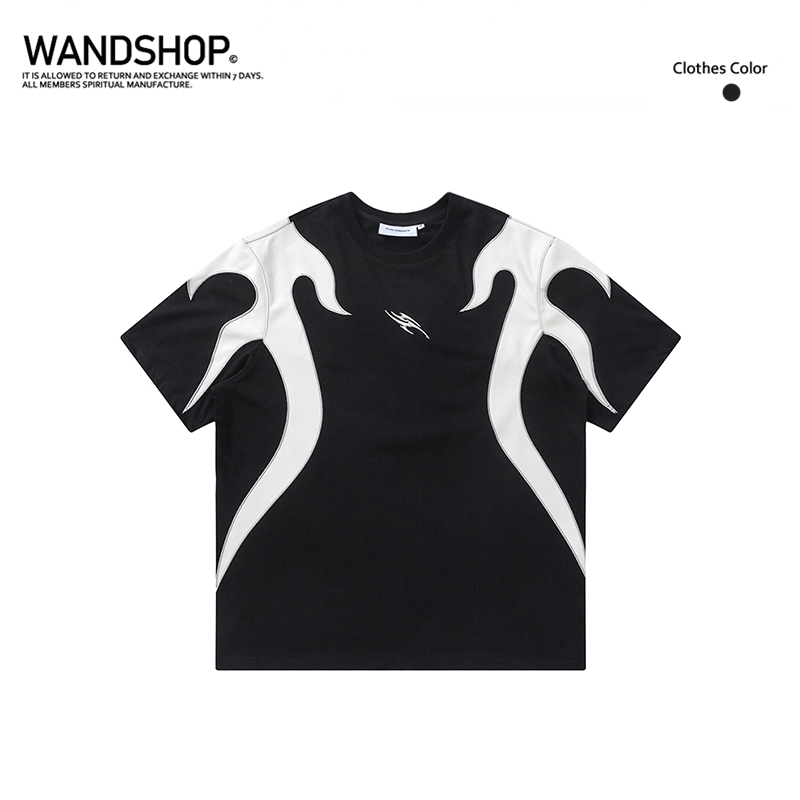 National Trend Niche ins Deconstructed Patchwork Color-Block Short-Sleeve T-Shirt for Men with Segmented Design, Loose Silhouette, Half-Sleeve Top for Summer