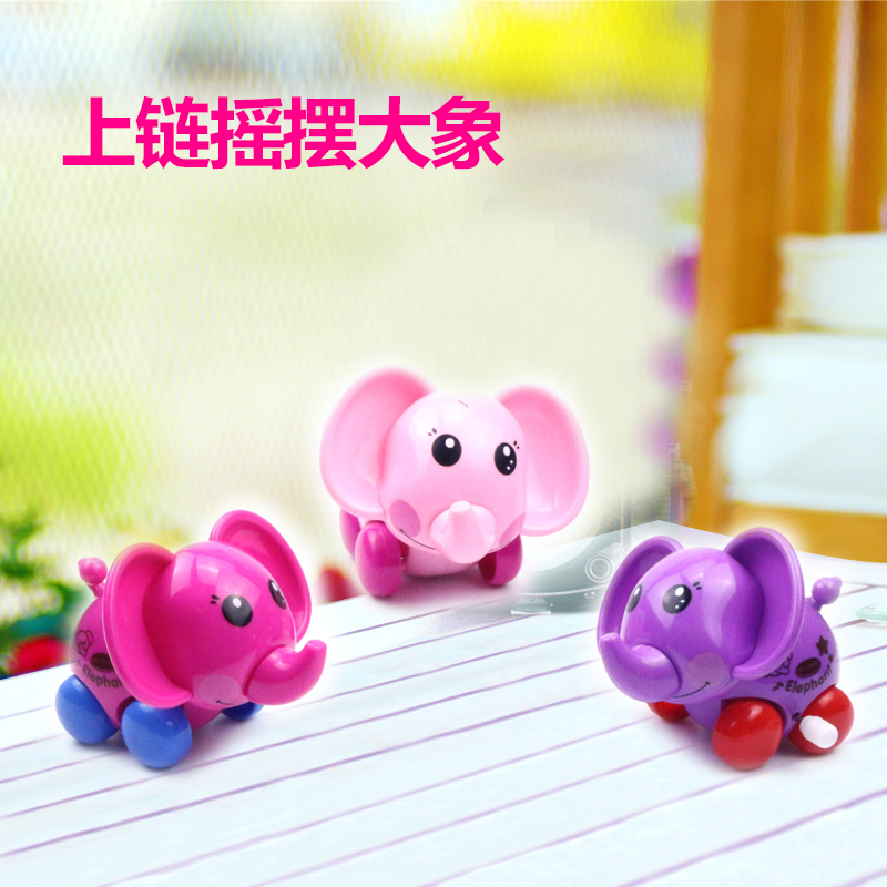 New Cartoon Animals Upper Chain Elephant Clockwork Baby Baby Baby Puzzle Toy Elephant Children Small Toy Wholesale