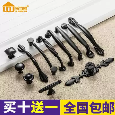 Ledang drawer handle American black wardrobe door handle modern simple European style cabinet single hole small handle