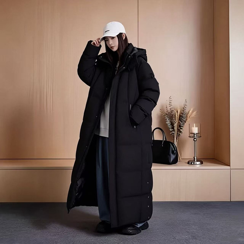 Extra Long Over-The-Knee to Ankle Cotton Coat, Black Cotton Jacket for Women, 2026 Winter, Loose, Thickened, Warm Cotton-Padded Coat Extra Long Over-The-Knee to Ankle Cotton Coat, Black Cotton Jacket for Women, 2026 Winter, Loose, Thickened, Warm Cotton-Padded Coat