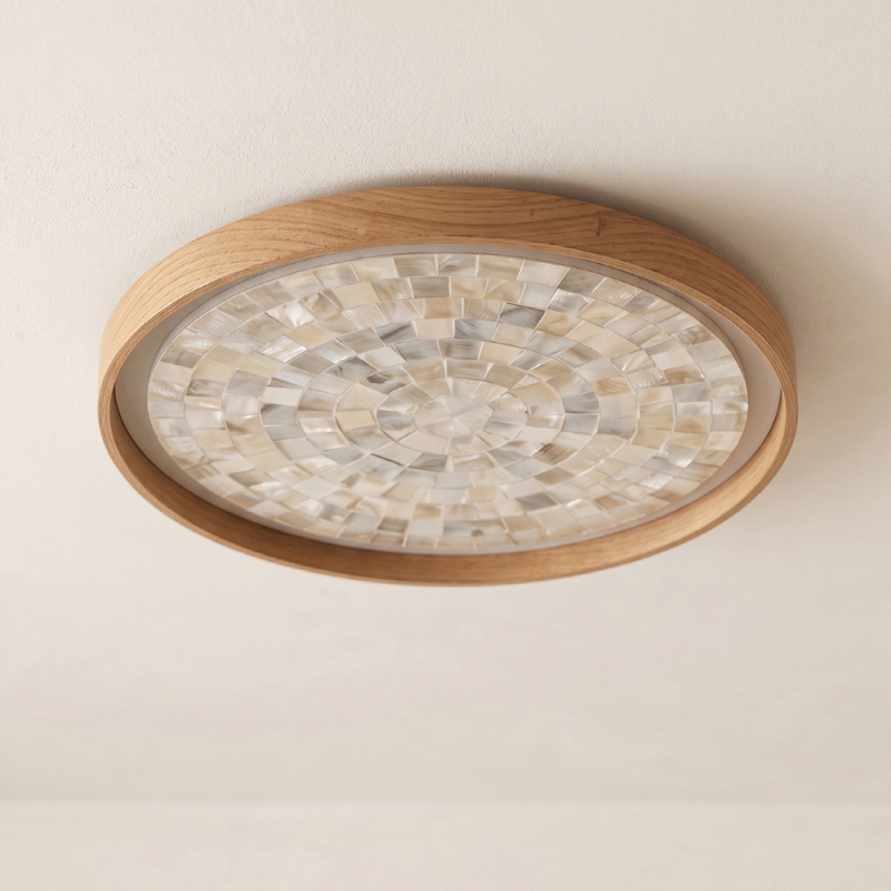 Mingyu Antique Solid Wood Shell Ceiling Lamp, French Retro Study Lamp, Guesthouse Living Room Atmosphere Simple Lighting Fixture Mingyu Antique Solid Wood Shell Ceiling Lamp, French Retro Study Lamp, Guesthouse Living Room Atmosphere Simple Lighting Fixture